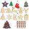 50pcs Christmas Wooden Ornaments for Crafts, 10 New Styles Unfinished Wood Slice Ornaments, Wooden Christmas Ornaments to Paint, Christmas Tree Hanging Ornaments Wood Christmas Decoration DIY Crafts